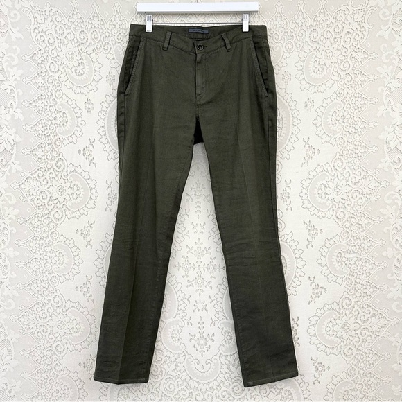 John Varvatos Linen Blend Army Green Pants - Picture 1 of 13